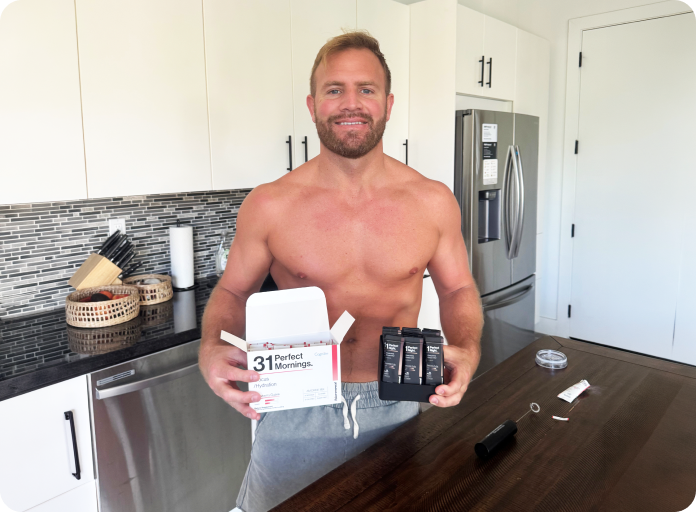 Customer with One Perfect Morning products