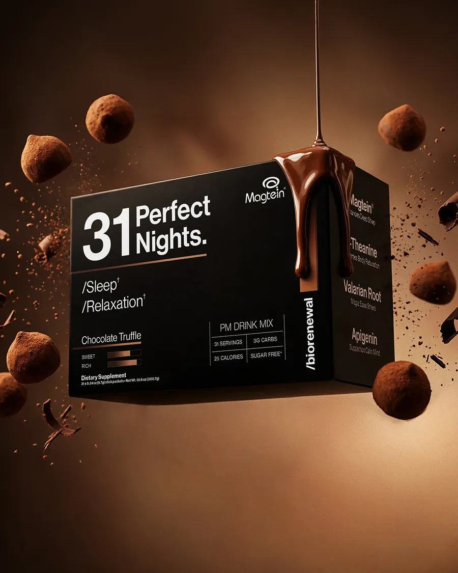 31 Perfect Nights Chocolate Truffle box with Magtein, melted chocolate and truffles